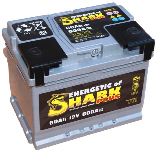 Батарея аккумуляторная ENERGETIC of SHARK ESP603L 60А/ч 600А прямая полярн. стандартные (Европа) клеммы