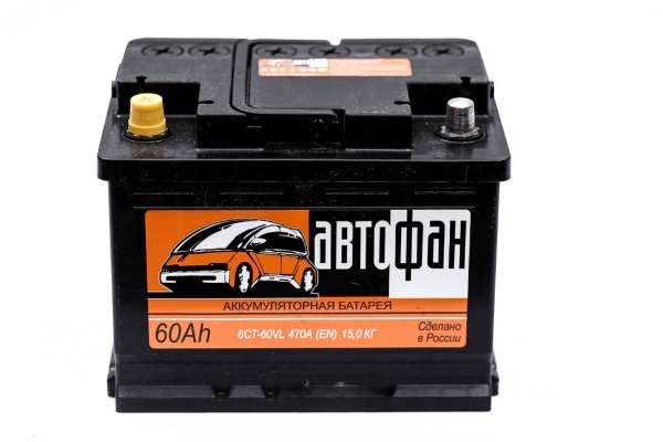 Батарея аккумуляторная АвтоФан 6СТ60VL1 60А/ч 470А прямая полярн. стандартные (Европа) клеммы