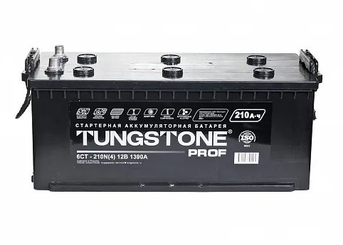 Аккумулятор TUNGSTONE PROF 210 Ah 1390 A ПП БОЛТ Оригинал КАМАЗ