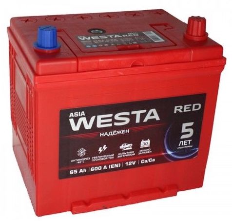АККУМУЛЯТОР АВТОМОБИЛЬНЙ WESTA RED ASIA 65AH 600A (О.П.)