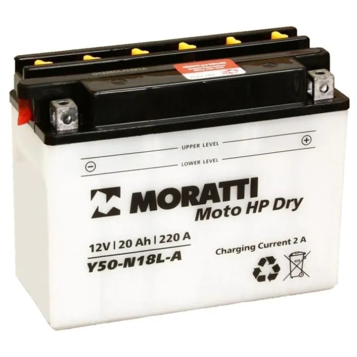Батарея аккумуляторная MORATTI Y50N18LA 20А/ч 260А обратная полярн. болтовые мото клеммы